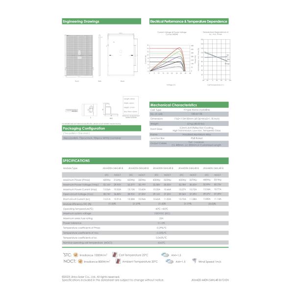 AKS Jinko Tiger Neo N-Type 54HL4R-B Solar Panel 420W 425W 430W 435W 440W