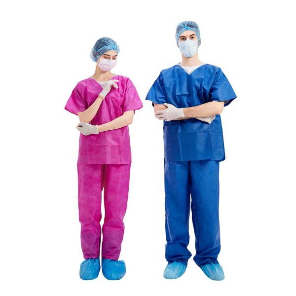 Buy 40g Disposable Scrub Suits , TUV Operating Room Scrubs Uniforms at wholesale prices