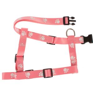 Pink Polyester Paw Print Pet Smart Harness