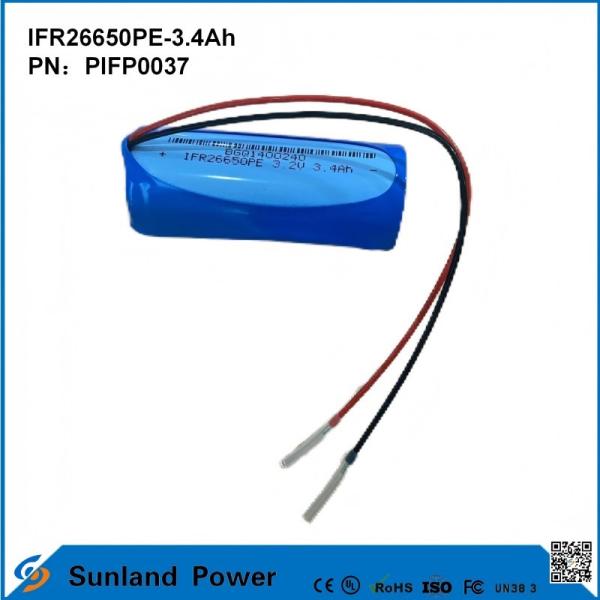 IFR26650PE-3.4Ah 3.2V LiFePO4 Battery Cell For Solar Light Flashlight Circle Life 2000 Times