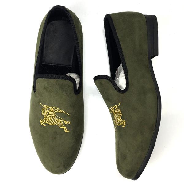 Buy Army Green Mens Velvet Loafers Breathable Mens Slip On Summer Shoes at wholesale prices