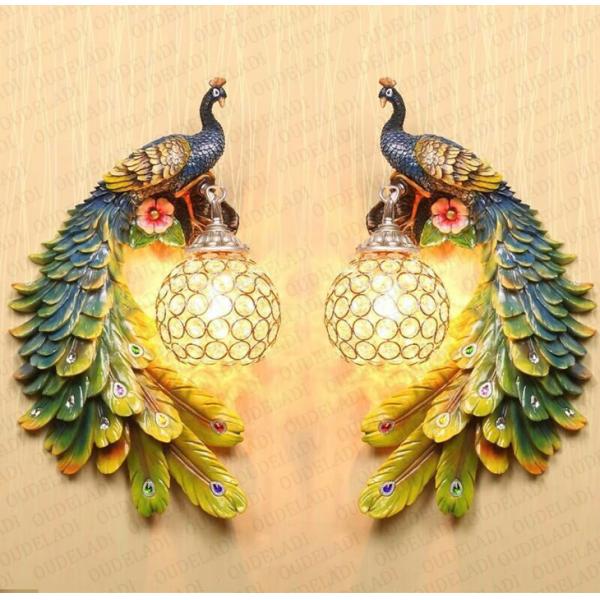 Crystal Wall Lamp Bohemia Peacock Retro Wall Light Bedside Lamp (WH-VR-61)