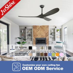 60-inch Natural Wind Wooden Blades Ceiling Fan with Remote and Metal Down Rod 6"