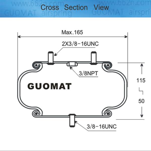 Buy Max OD. 165mm Industrial Air Springs Firestone Bellow 131 Bolts Studs 3/8-16UNC 3/8NPT Air Inlet at wholesale prices