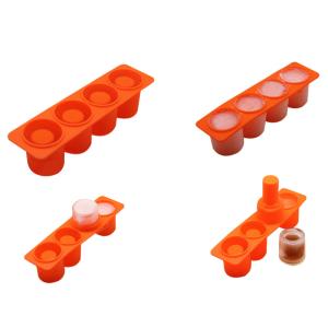 Quality 4 Cubes Soft High Quality Silicone Ice Shot Glass Mold Colorful Fancy Ice Shot Cup Ice And Snack Maker for sale