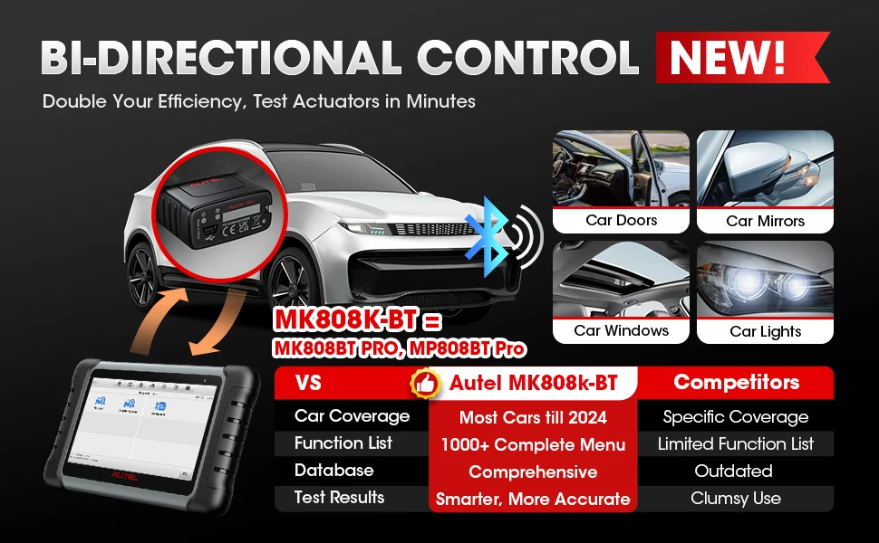 Autel MaxiCOM MK808KBT PRO OBD2 Scanner Automotivo Car Diagnostic Scan Tool MK808K-BT OBD 2 Code Reader Key Coding Activ