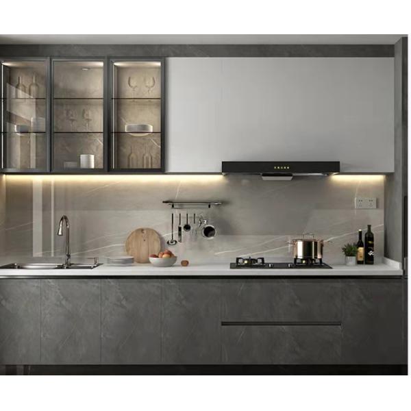 White Sandstone Modern Modular Kitchen Cabinets Roller Shutter Door With Shelves