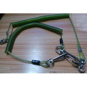 Quality Snap hook on each end terminal transparent green stop drop tooling wire coil lanyard cable for sale