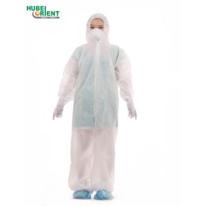 China Disposable 30gsm Polypropylene Nonwoven Hooded Medical Coverall For Hospital on sale