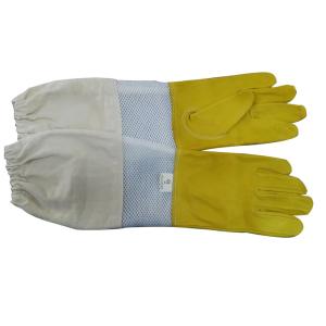 Yellow safety gloves for beekeeping With White Ventilated Wrist