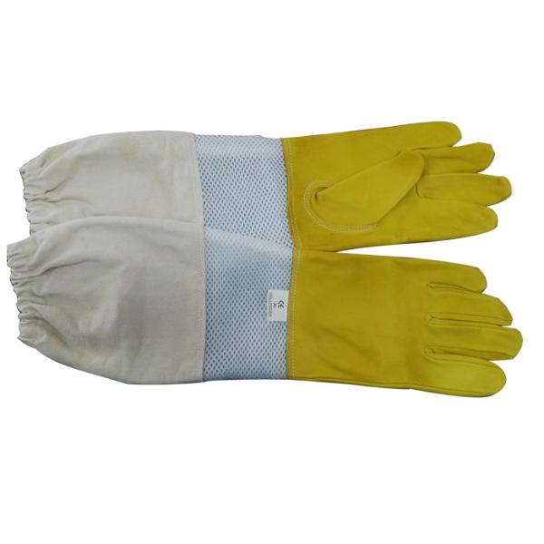 Buy Yellow safety gloves for beekeeping With White Ventilated Wrist at wholesale prices