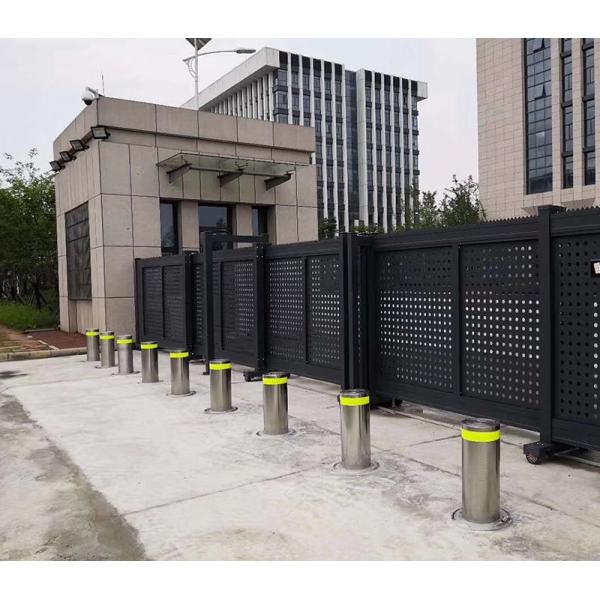 Reflective Tape Ornate Retractable Parking Bollards 6k Mirror Hydraulic
