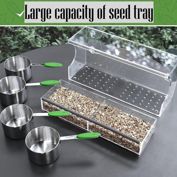 Custom Logo Acrylic Bird Feeder Spacious With Large Seed Tray Weatherproof