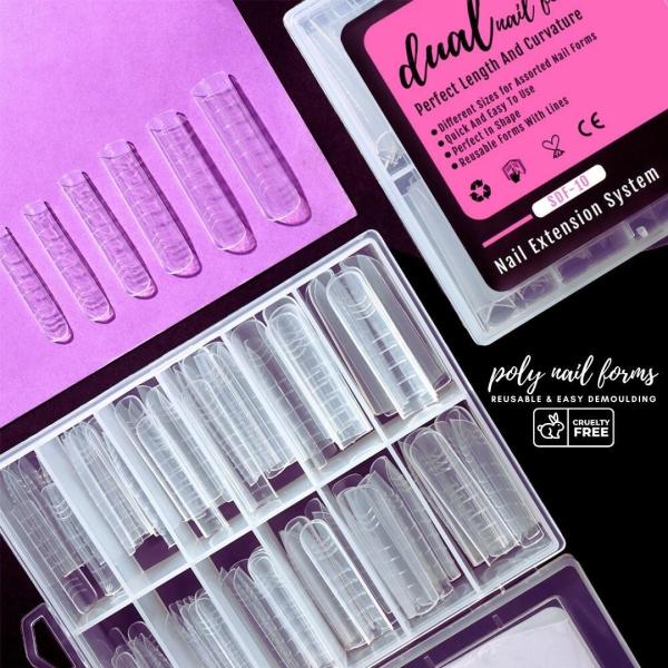 Clear Finish 120 Pcs Quick Building Mold Nail Extension Extra Long Nail Dual
