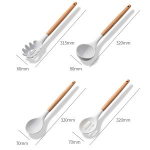 Wood Silicone Kitchen Utensil Sets 11PCS Nonmelting Odorless Scaldingproof