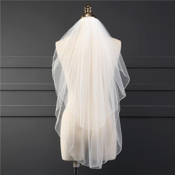 Customized Wholesale Two Layers Tulle A Top Vantage Short Bridal Wedding Dress Veil With Hair Comb