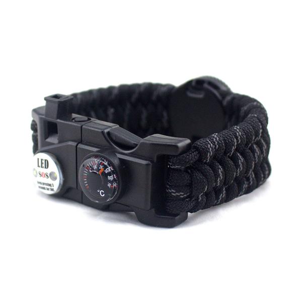 Balck Emergency Paracord Survival Watch Cool Camping Accessories Built In Battery