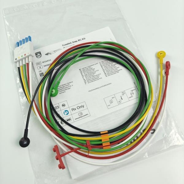 PHILIP Patient Monitor Original CBL 5 Leadset Snap IEC ICU REF M1645A 9898031450