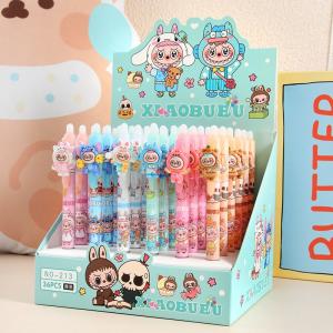 Cartoon Cute Stationery Labubu Kitty Pressing Erasable Gel Ink Pens
