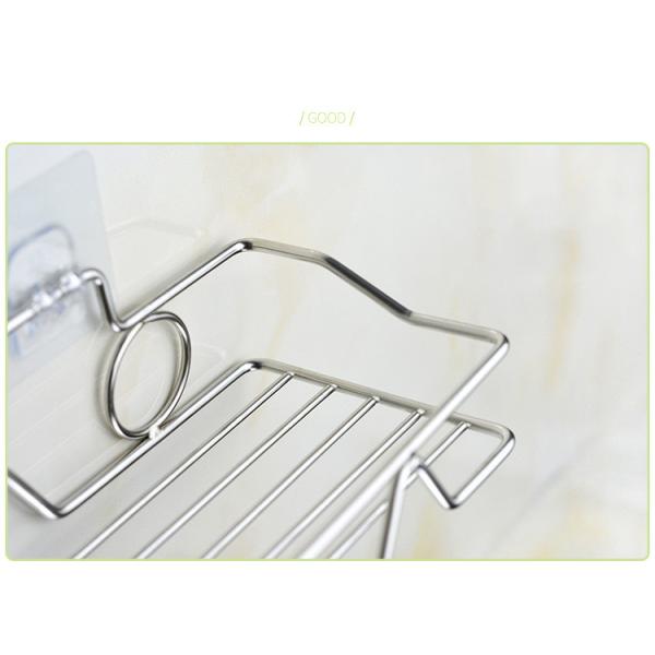 Bathroom Shelf Organizer Storage Kitchen Rack with Traceless Transparent Adhesive No Drilling SUS304 Stainless Steel