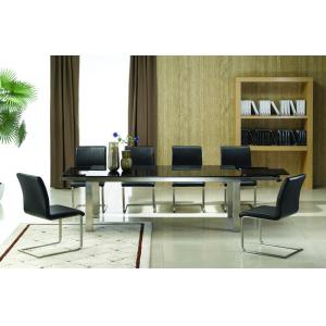 Quality 2700mm Length Extendable Dining Table Black With Stainless Steel Frame for sale