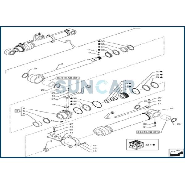 Buy LZ012090 Boom Cylinder Seal Repair Kit Fits CNH Excavators CX350DLC at wholesale prices