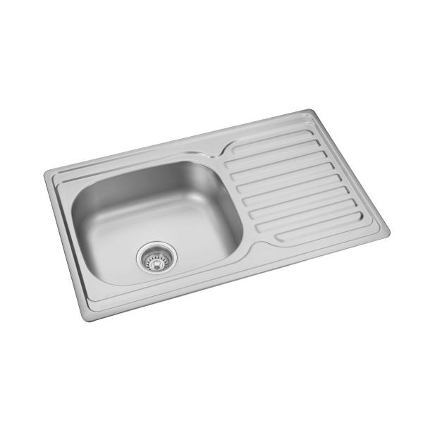 Buy Chromium Nickel Single Bowl Kitchen Sink With Drainboard 22 GAUGE at wholesale prices