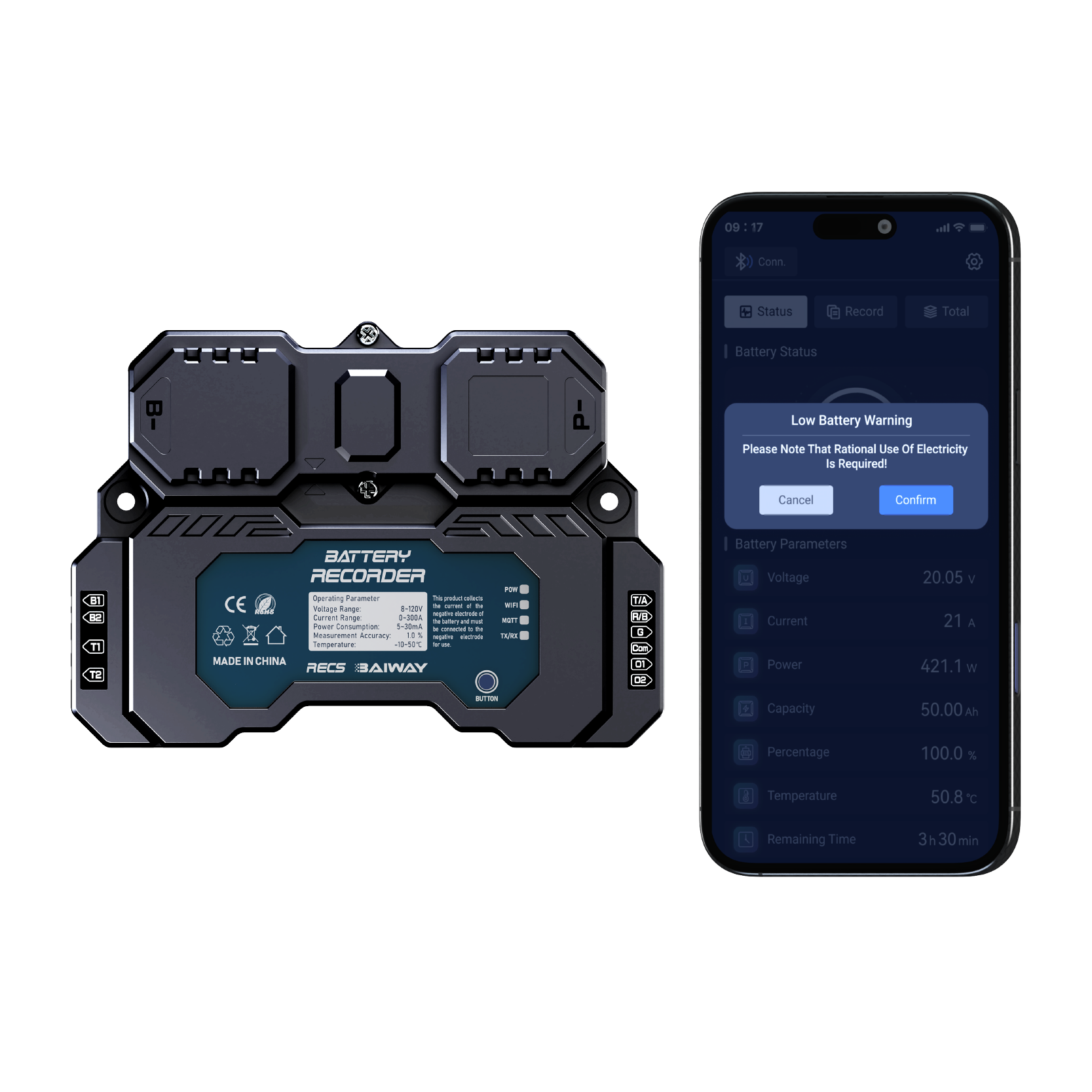 Quality RECS Golf Cart Battery Monitoring Module Bluetooth WiFi 4G RS485 With Attached App for sale