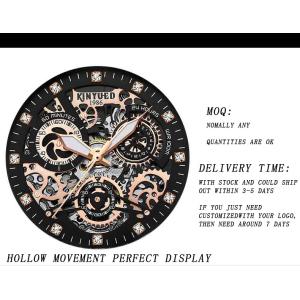 Gold Case Waterproof Mechanical Watch Durable Leather Wrist Watch