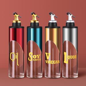 Empty Round Kitchen Oil Dispenser Glass Bottle 380ml 650ml