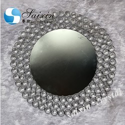 Glass Gold Beaded Charger Plates Wedding Crystal 12 Inch