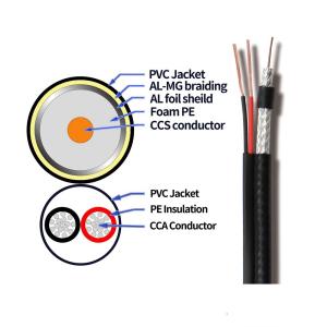 Copper Foil RG59 Coaxial Cable And Wire With Power CCTV Cable With Braided