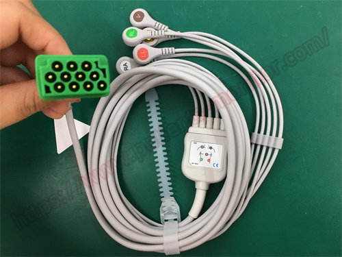 GE Patient Monitor ECG 5 Lead 11 Pin Cable AHA 110051025 EU586S-A Monitor Parts ECG Parts