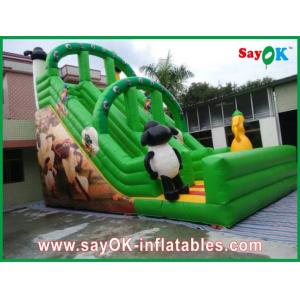 Industrial Inflatable Water Slides Green Inflatable Water Slide 0.55mm PVC