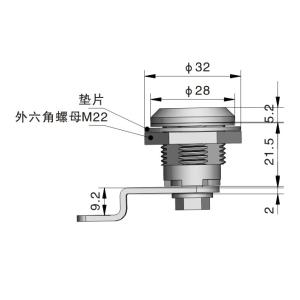 Cabinet Padlockable Cam Lock Powder Coated Metal With Wing Knob