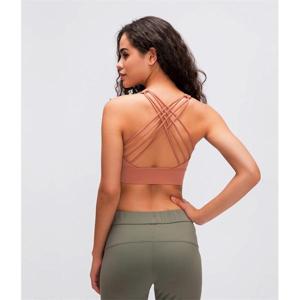 Longline Womens Padded Womens Sports Bra Widened Hem Shockproof Cross Back