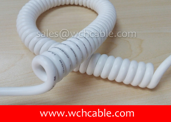 UL Spiral Cable, AWM Style UL20895 28AWG 8C VW-1 90°C 1000V, PVC / PUR