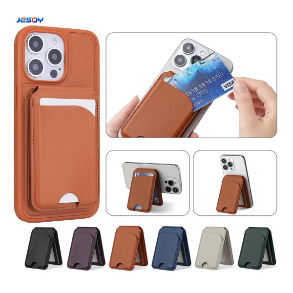Buy Premium Leather Magnetic Wallet Phone Stand Adjustable Magsafe Card Holder at wholesale prices