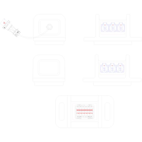 Syntax MS8 Single Phase 16A HDPE Portable Distribution Box IP67 With Extension Cable 1 Meter With Handle 490x290x255mm
