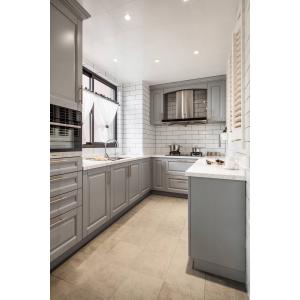 L Shape Plywood Kitchen Cabinets with Quartz Countertop