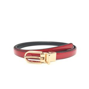 China Red 1.5CM Womens Skinny Leather Belt With Gold Buckle on sale