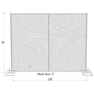 Temporary Construction Fence ASTM A392-06 Standard 8ft x 12ft 1½”(38mm) x 1.6mm
