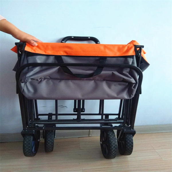 4 Wheels Foldable Wagon Cart Stainless Steel Frame Outdoor Folding Wagon