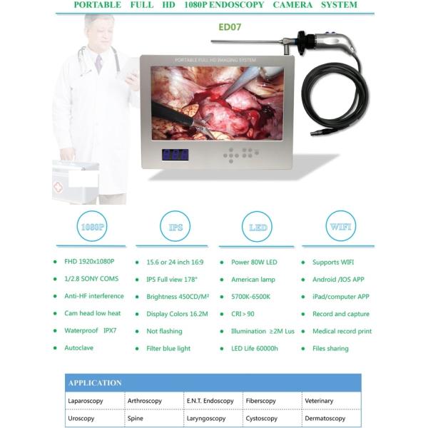 Portable Full HD Laryngoscopy Camera System IPX7 Waterproof