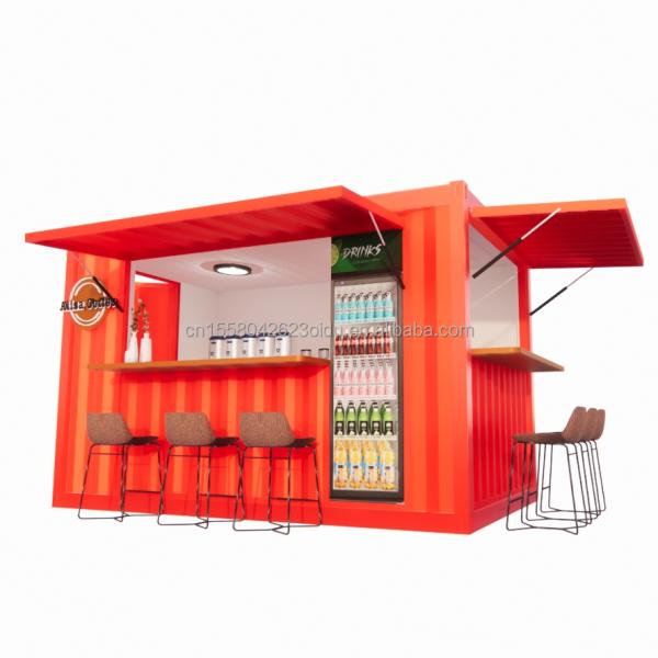 Shop Supermarket 10-12FT Container Mobile Cafe Steel Structure with Wooden Houses Design in Modern Style and High Qualit