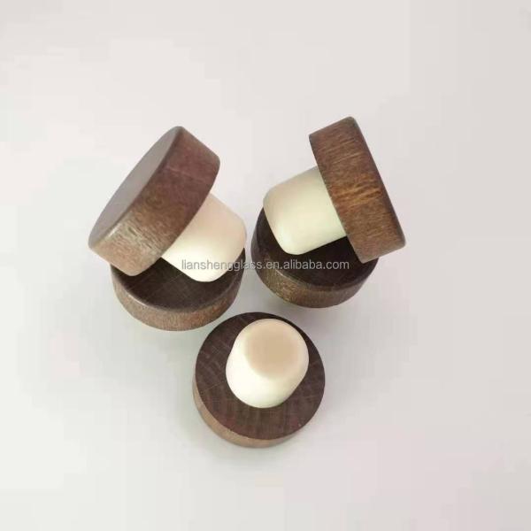 Non Spill Sealing Plug Cap Synthetic Cork Wooden Top Aluminum Metal Wine Bottle Cork