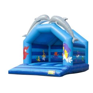 Bule Dolphin Inflatable Bounce House Commericial Double Stitching Tripling