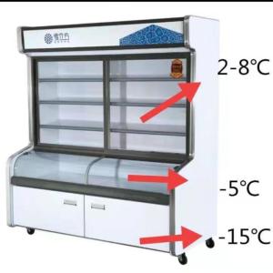 Stainless Steel Glass Push Pull Vertical Display Cabinet 3 Temperature