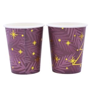 Gold Foil Printing Paper Coffee Cups 12 oz Paper Cups Disposable, Hot Coffee