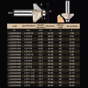 Tideway Carbide Bevelling Cutter Fancy Router Bit Chamfer Bit Fancy Bearing